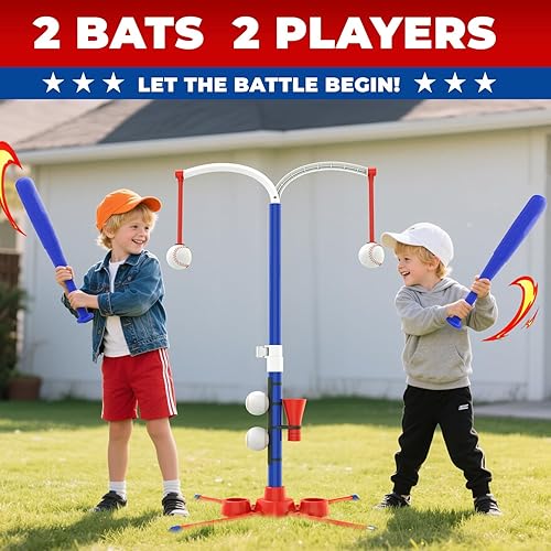 Miniatura 10 de EagleStone Juegos de pelotas en T para niños de 3 a 5 5 a 8 años juego de pelota en T para niños pequeños juguete de béisbol al aire libre incluye 6
