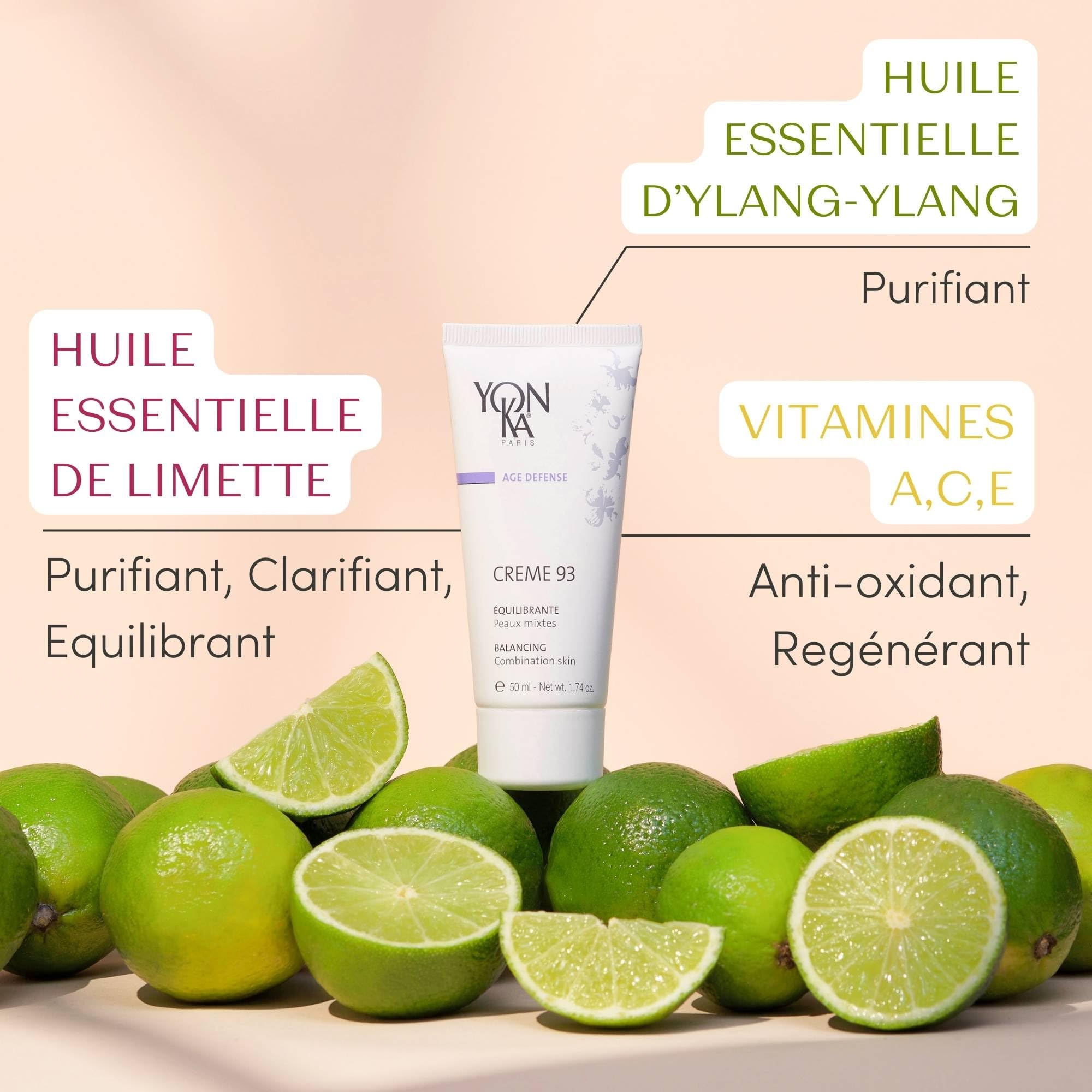 Yon-Ka Crème 93 Crème Visage Matifiante 50ml-Rétablit et Maintient l'Équilibre sans Assécher la Peau-Efficacité Dermatologiquement Prouvée!Absorption Rapide-96% d'Origine Naturelle,Vitamines A,C et E