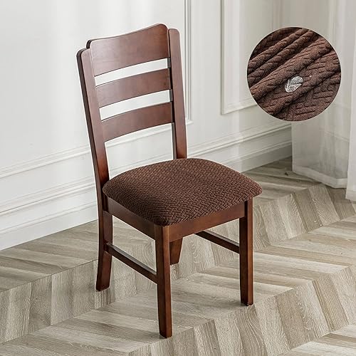 Miniatura 7 de Genina - Fundas impermeables de asiento para sillas de comedor y cocina (color chocolate, 4 piezas)