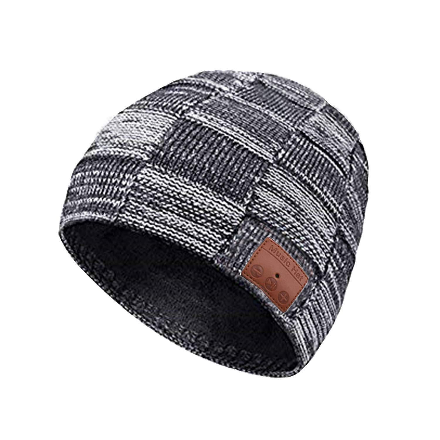 Bluetooth Beanie Hat for Men Women, Upgraded 5.0 Music Knit Cap Rechargeable Headset Hand-Free Phone with Hi-Fi Stereo Speakers Teen Kids Boys Girls Sports Running Skiing Gray
