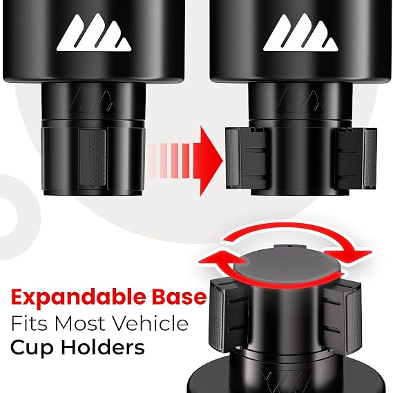 Integral Ultimate Car Cup Holder Expander with Adjustable Base & Organizer