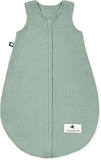 Julius Zöllner Musselin Sommerschlafsack grün, Größe 60 | aus weicher Musselin Baumwolle, sicher und schadstoffgepüft, ideal für warme Sommernächte