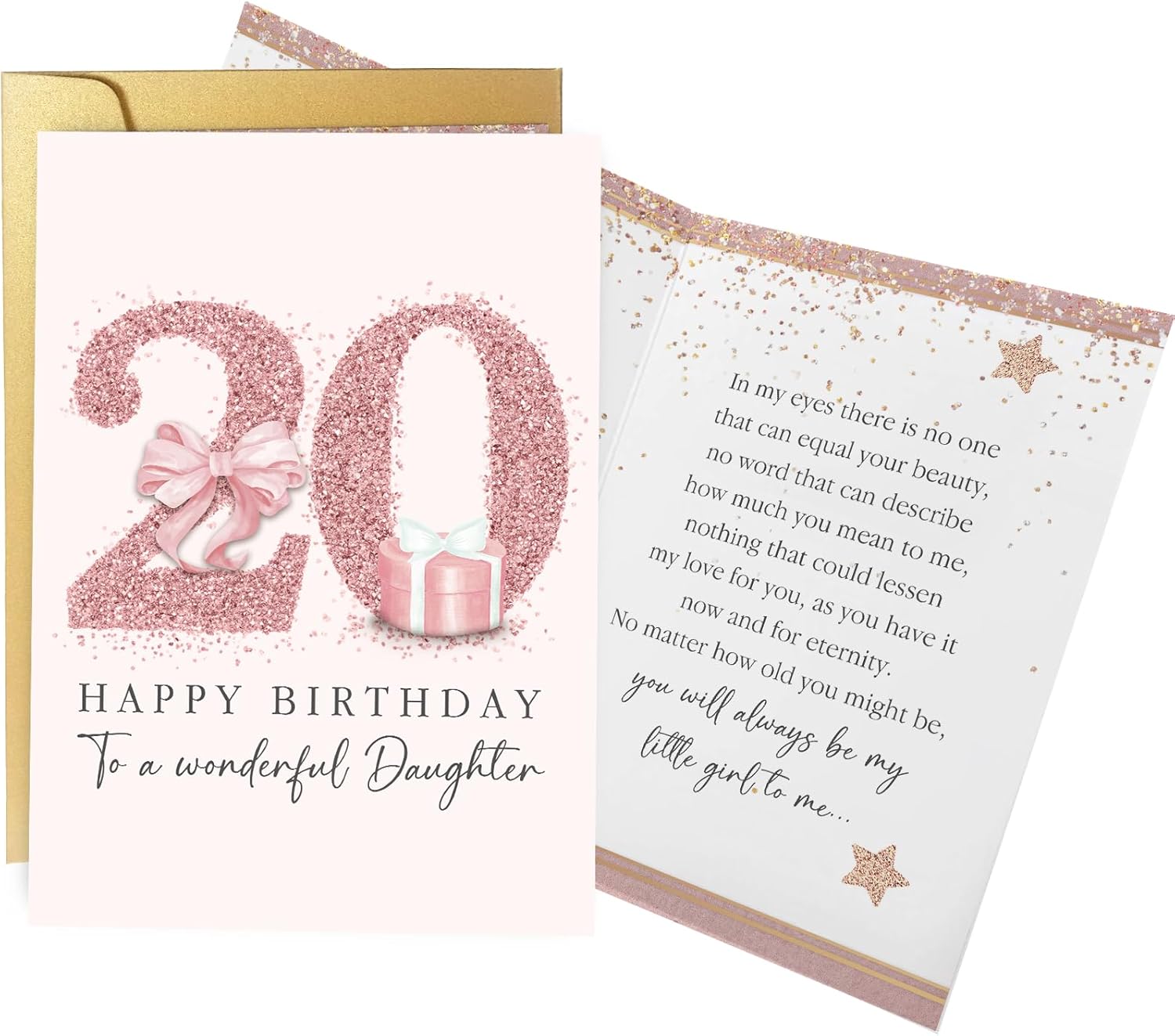 Spercy 20th Birthday Card for Daughter, 20 Years Old Birthday Card for Girls, Twenty Years Old Gift from Mom Dad Parents