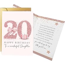 Spercy 20th Birthday Card for Daughter, 20 Years Old Birthday Card for Girls, Twenty Years Old Gift from Mom Dad Parents