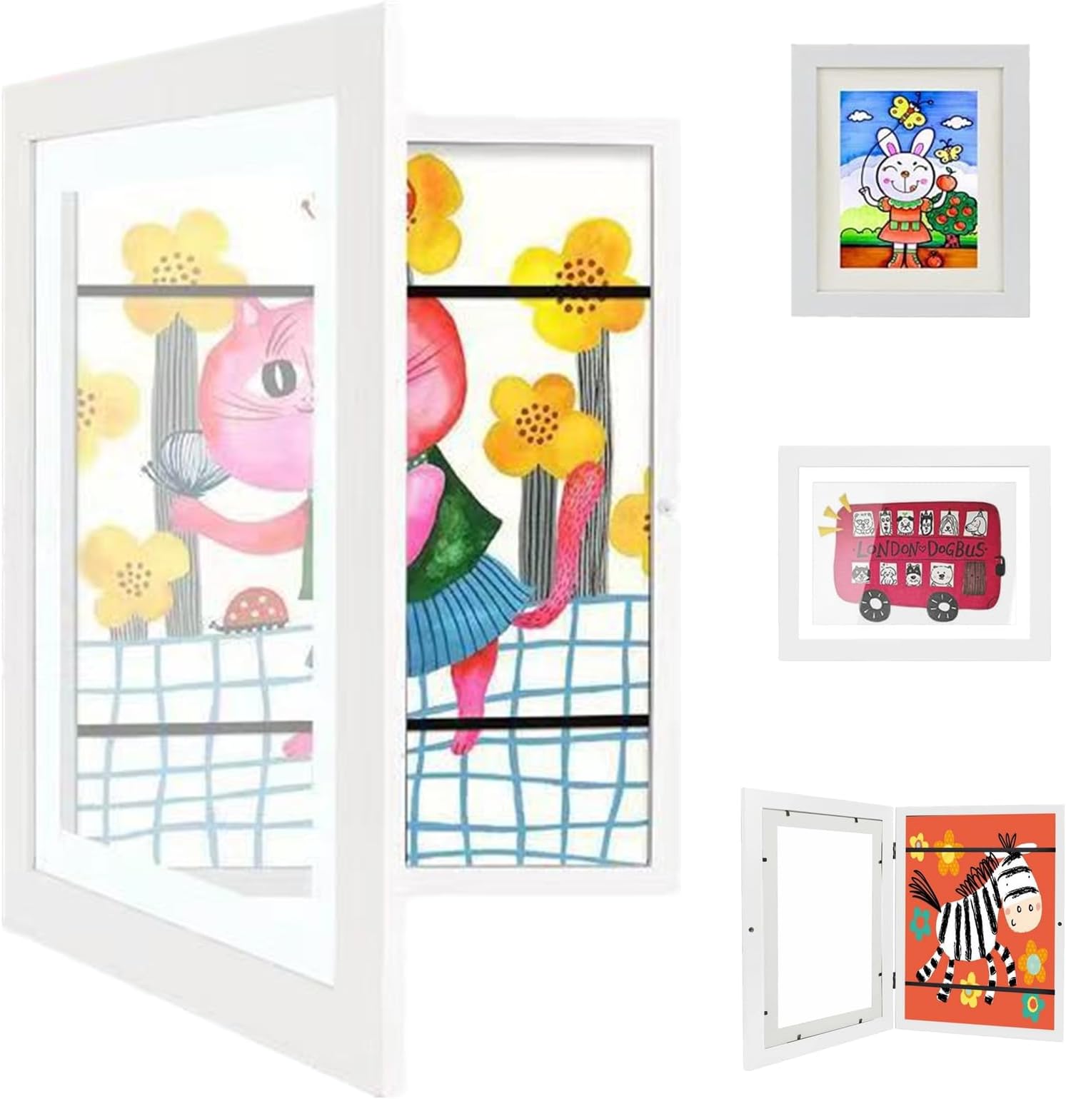 Kids Art Frame Children Artwork Display Frame Front Opening A4 Picture Frame Wooden Picture Frame Walled Hanging Art Photo Storage for Children Artworks Projects Crafts Display