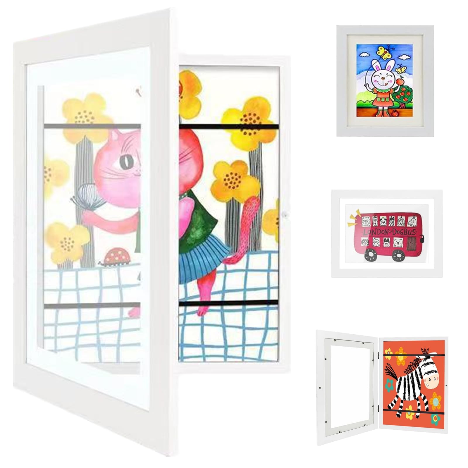 Kids Art Frame Children Artwork Display Frame Front Opening A4 Picture Frame Wooden Picture Frame Walled Hanging Art Photo Storage for Children Artworks Projects Crafts Display