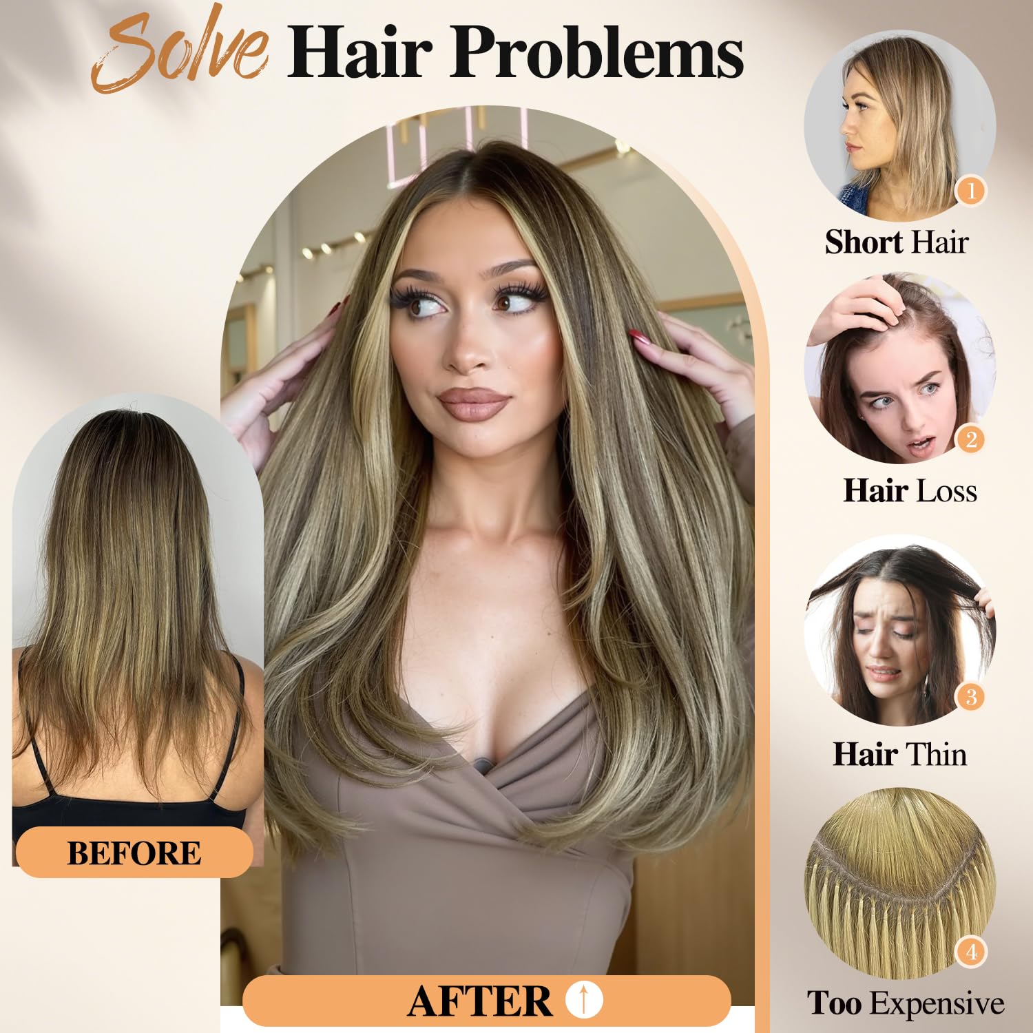 Seamless Clip In Hair Extensions Human Hair Clip In Hair Extension Mixed Brown Ash Blonde PU Clip Ins Straight Hair Clips for Women Invisible Real Hair Clip In Hairpiece 8PCS (9A/60#)