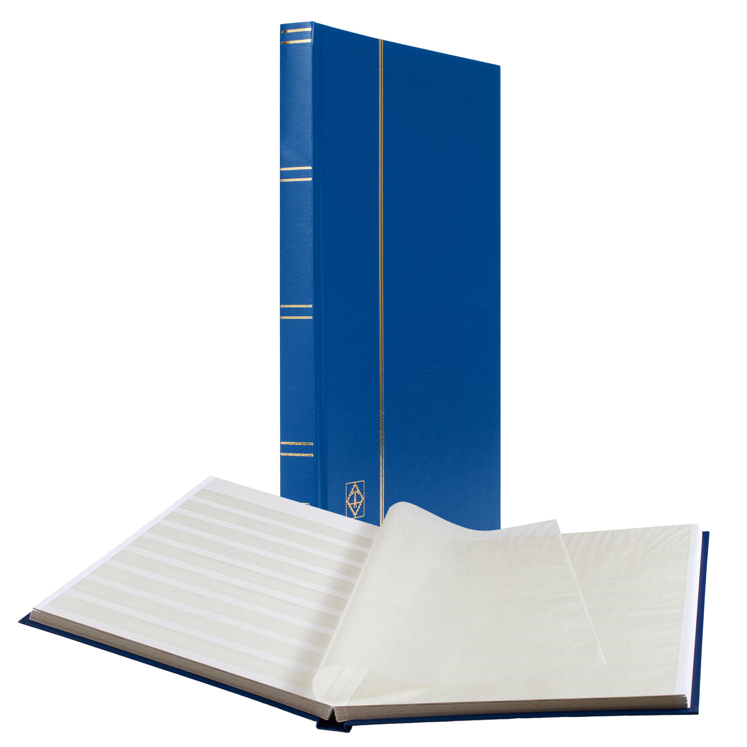 Leuchtturm 331235 Album per Collezionisti di francobolli - Stock-Book Basic - 32 Pagine Bianche DIN A4 - Non Imbottito, Copertina Blu