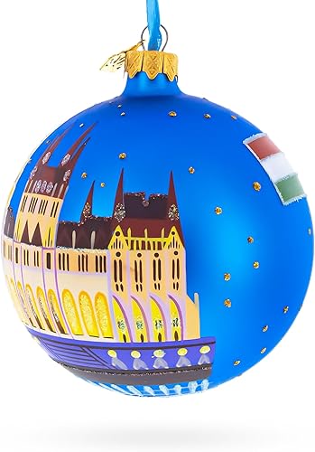 Miniatura 3 de Budapest Parliament - Adorno navideño de bola de cristal de Hungría, 4 pulgadas