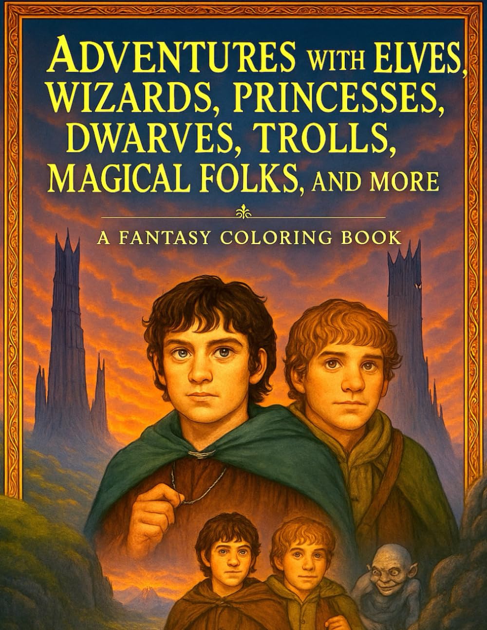 ADVENTURES WITH ELVES , WIZARDS, PRINCESSES, DWARVES, TROLLS, MAGICAL FOLKS, AND MORE: A Fantasy Coloring Book