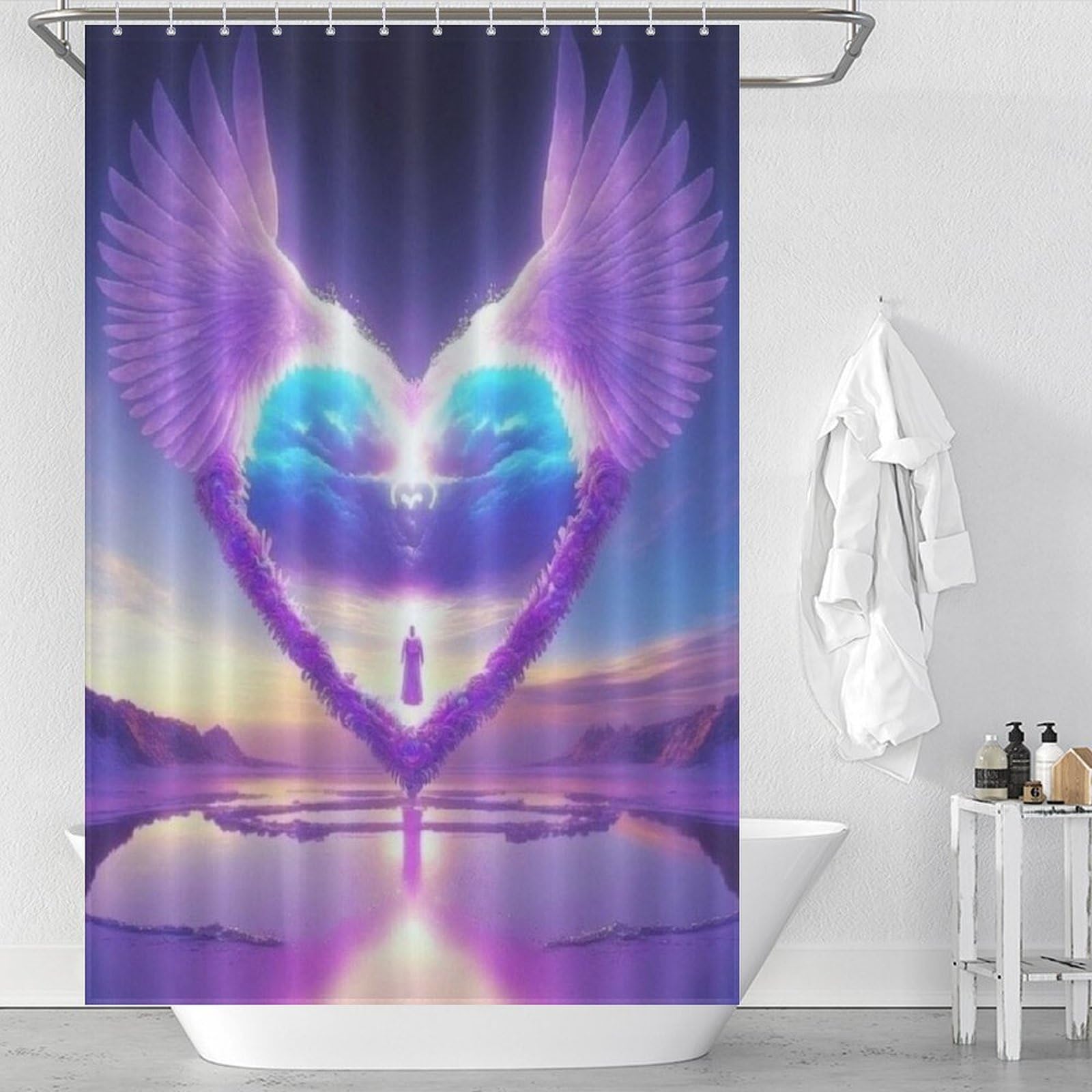 Rideau de douche tissu polyester haut de gamme finition imperméable durable 122x183cm