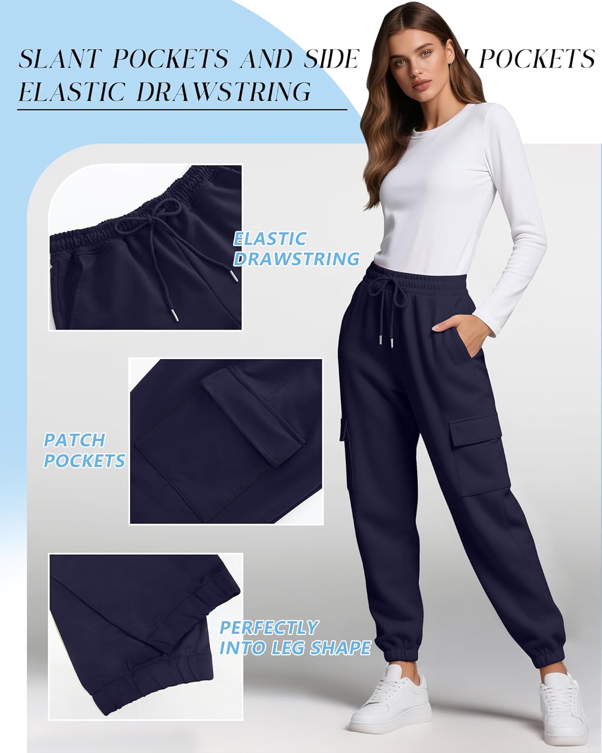 Neer 3 Pack Women's Cargo Sweatpants Joggers Pants Causal Gym Athletic Workout High Waist Bottom Y2k Fall Outfits with Pocket - Image 5