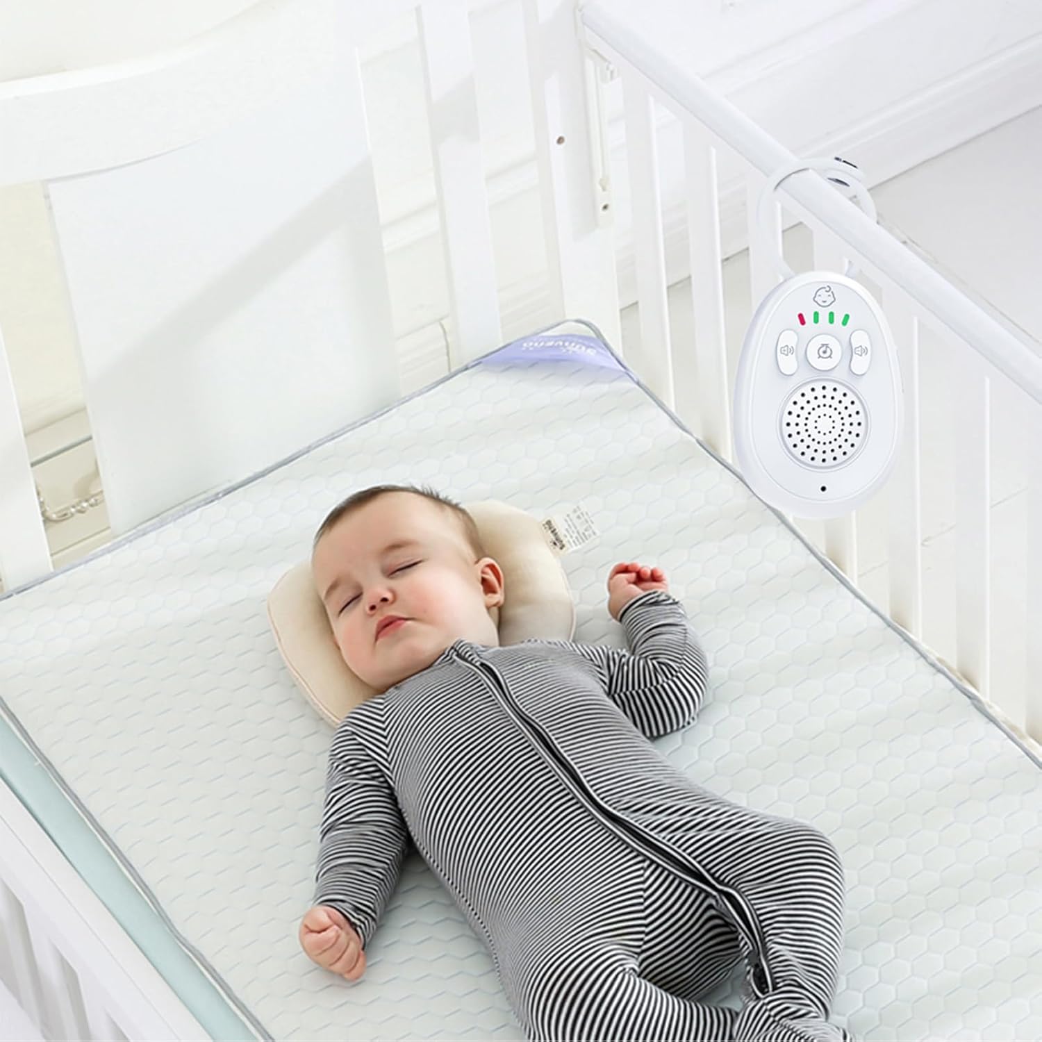 Denash Baby Monitor, 2 Way Audio Voice Activated Monitor with Nursery Sound Machine Lullabies Timer, Portable for Parents Toddlers Infant