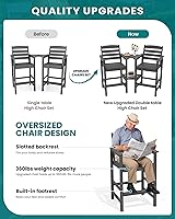 Vista 4 de SERWALL Juego de 2 sillas Adirondack altas con mesa de conexión, color gris