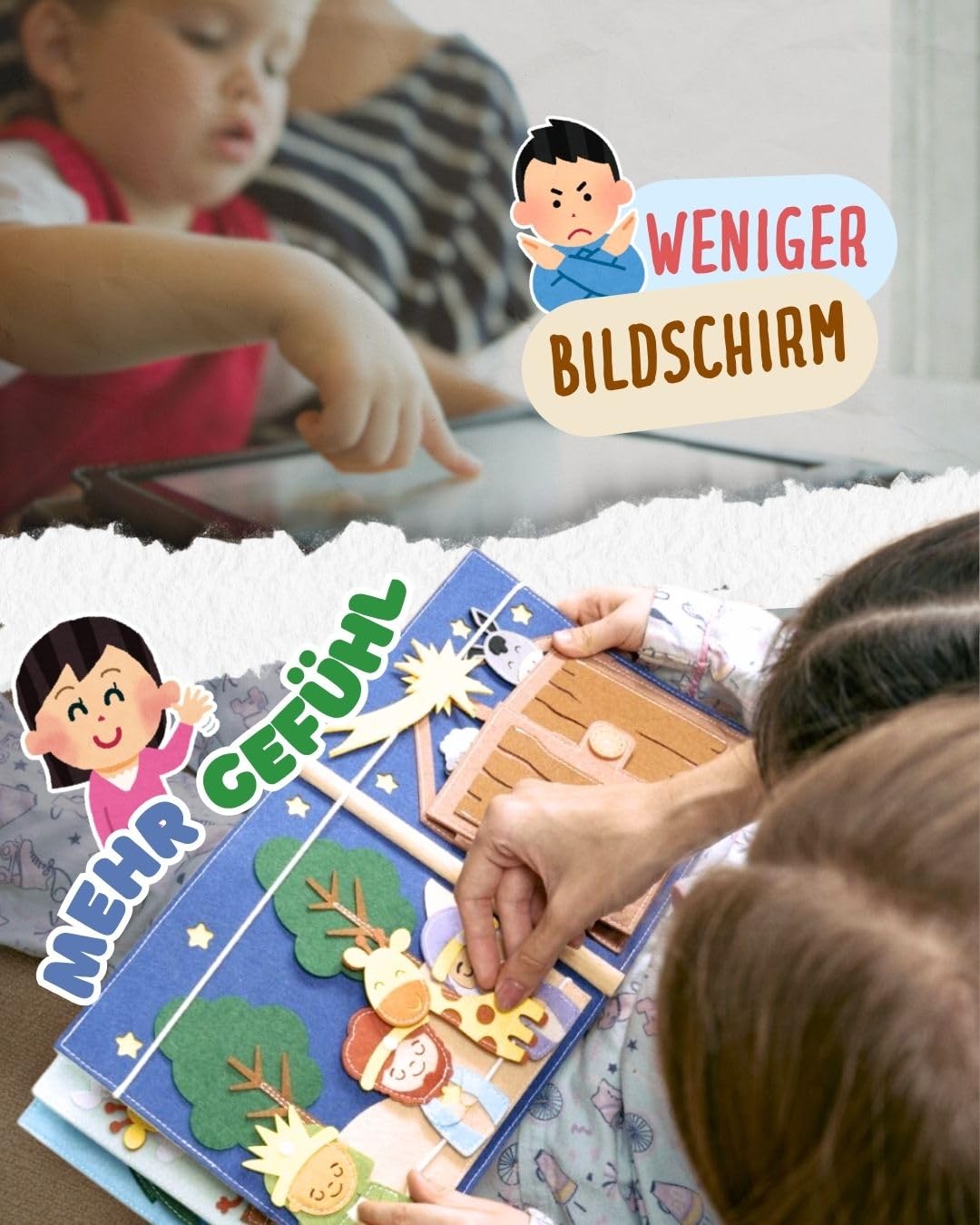 Quiet Book Bauernhof (2 Figuren) Filz-Aktivitätsbuch | Handgefertigt, Tier-Fingerpuppen & Traktor, Bildschirmfreies Spielzeug für Unterwegs, Zuordnung & Zählen, ab 18 Monaten