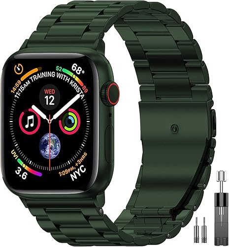 Miniatura 18 de EPULY Banda de Metal Compatible con Correas de Apple Watch para Hombres 49mm 46mm 45mm 44mm 42mm 41mm 40mm 38mm, Correa de Acero Inoxidable de Negro