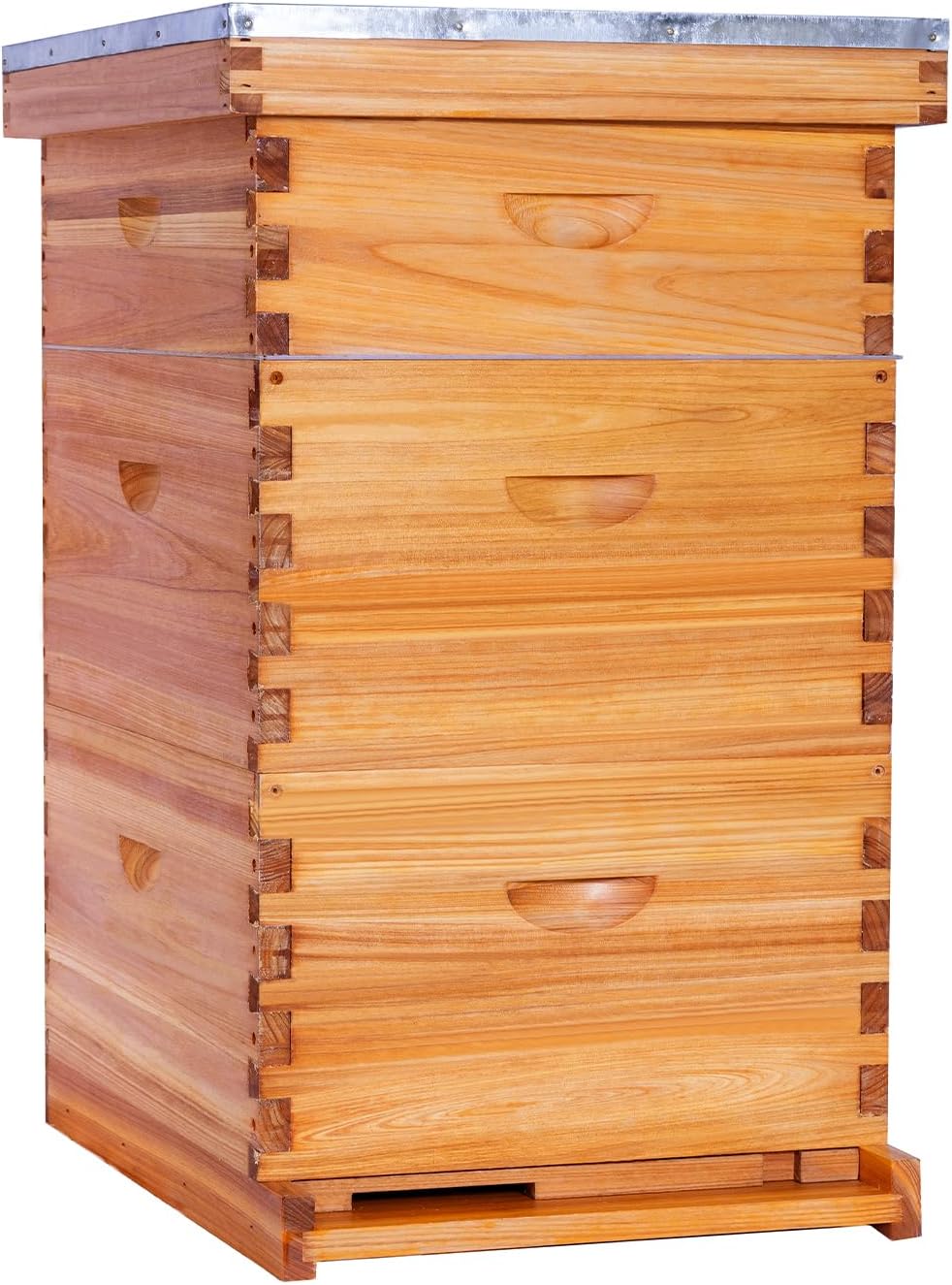10 Frame Langstroth Beehive Kit Dipped in Heavy Beeswax Bee Hives with 1 Deep Bee Box and 1 Medium Bee Hive Box with Frame and Foundation(Unassembled)