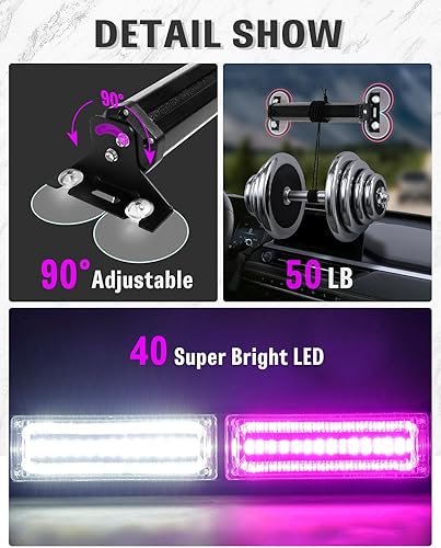 Miniatura 19 de HLauto Barra de luz estroboscópica de emergencia 1002L para asesor de tráfico: luz intermitente de advertencia de seguridad de 40 LED, visera N.° 01