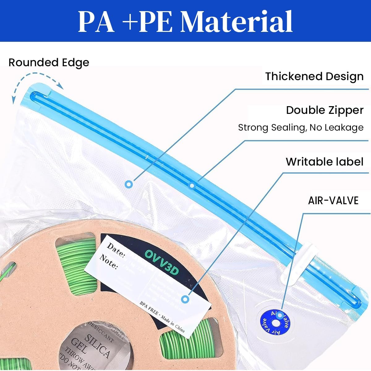 Serplex® 10Pcs for 3D Printer Filament Storage Bags with Manual Air Pump & 4 Sealing Clips 30x34cm Reusable Vacuum Storage Bag for PLA ABS PETG Filaments Anti-Moisture Vacuum Filament Storage Bag
