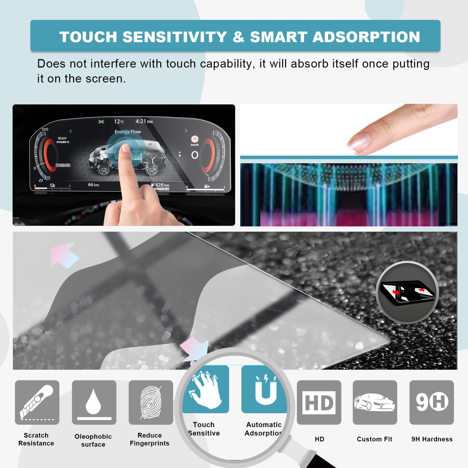 CDEFG Compatibel met Nissan Qashqai j12/X-Trail T33 e-POWER/Juke 2024 2025 Facelift Navigatie beschermfolie 6H krasbestendig 12,3 inch GPS Nano displaybeschermfolie anti-kras navi folie accessoires [2