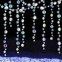 Vista 6 de Cheerland Guirnaldas circulares iridiscentes bajo el mar, decoraciones holográficas para fiesta del océano, serpentinas colgantes para sirena