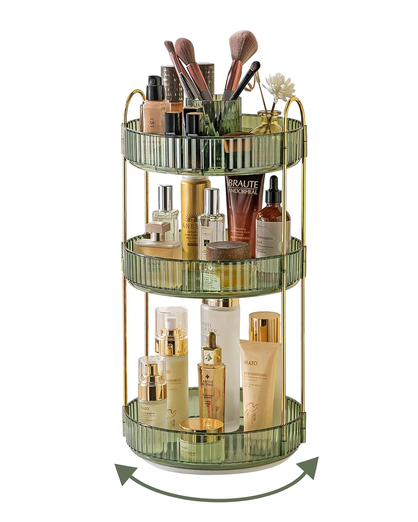 Asayuee Organiseur de maquillage rotatif à 360°, grande capacité, organiseurs de maquillage et de rangement, organiseurs de vanité pour soins de la peau, organisateur de rangement pour cosmétiques de