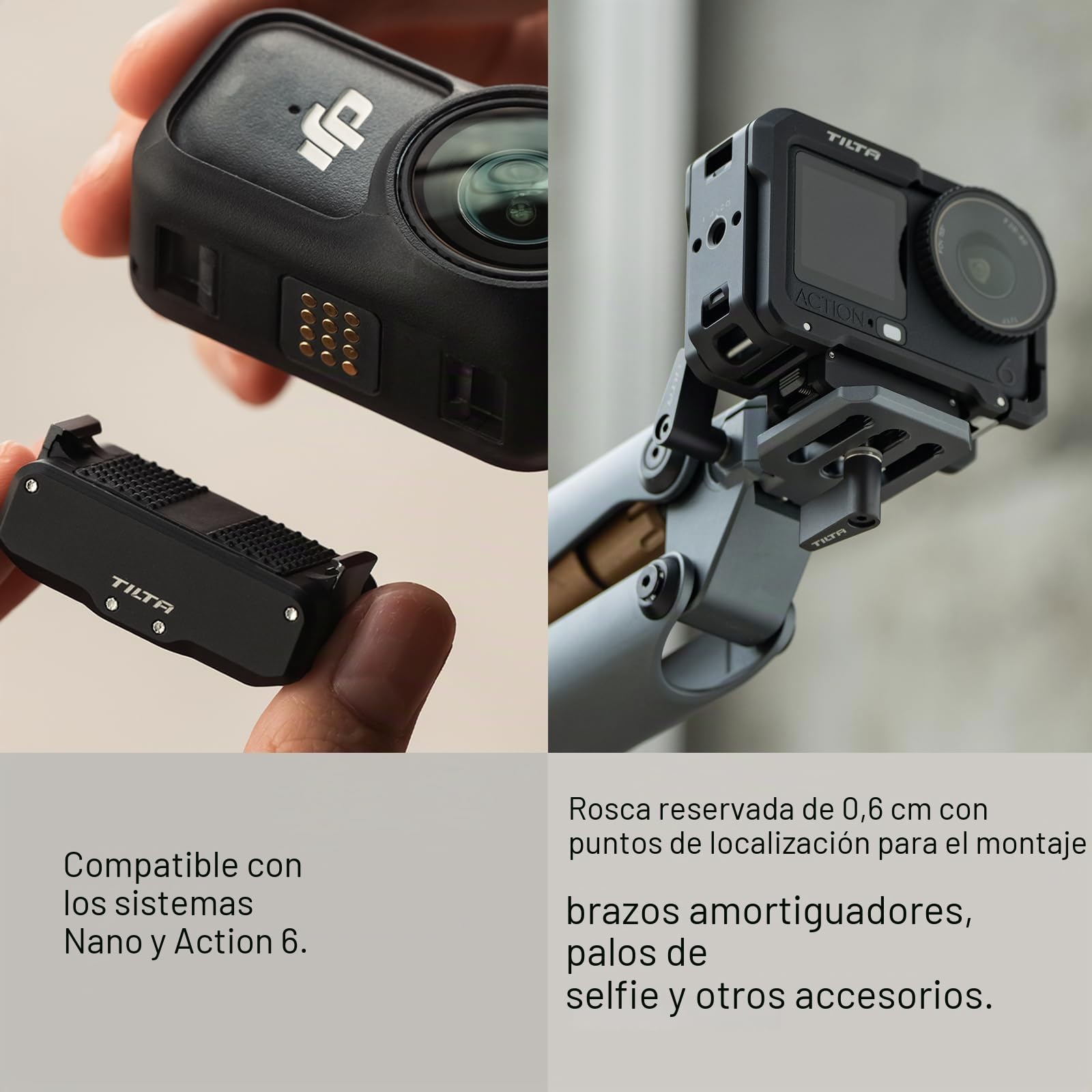 Tilta Jaula Action 6, Kit Básico de Jaula para Cámara Compatible con dji Osmo Action 6 con Placa Base de Montaje de Liberación Rápida - Negro TA-T95-A-B