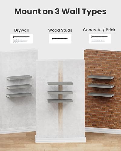 Miniatura 21 de Amada - 3 juegos de estantes flotantes invisibles montados en la pared, estantes modernos de almacenamiento de madera sintética con acabado mate
