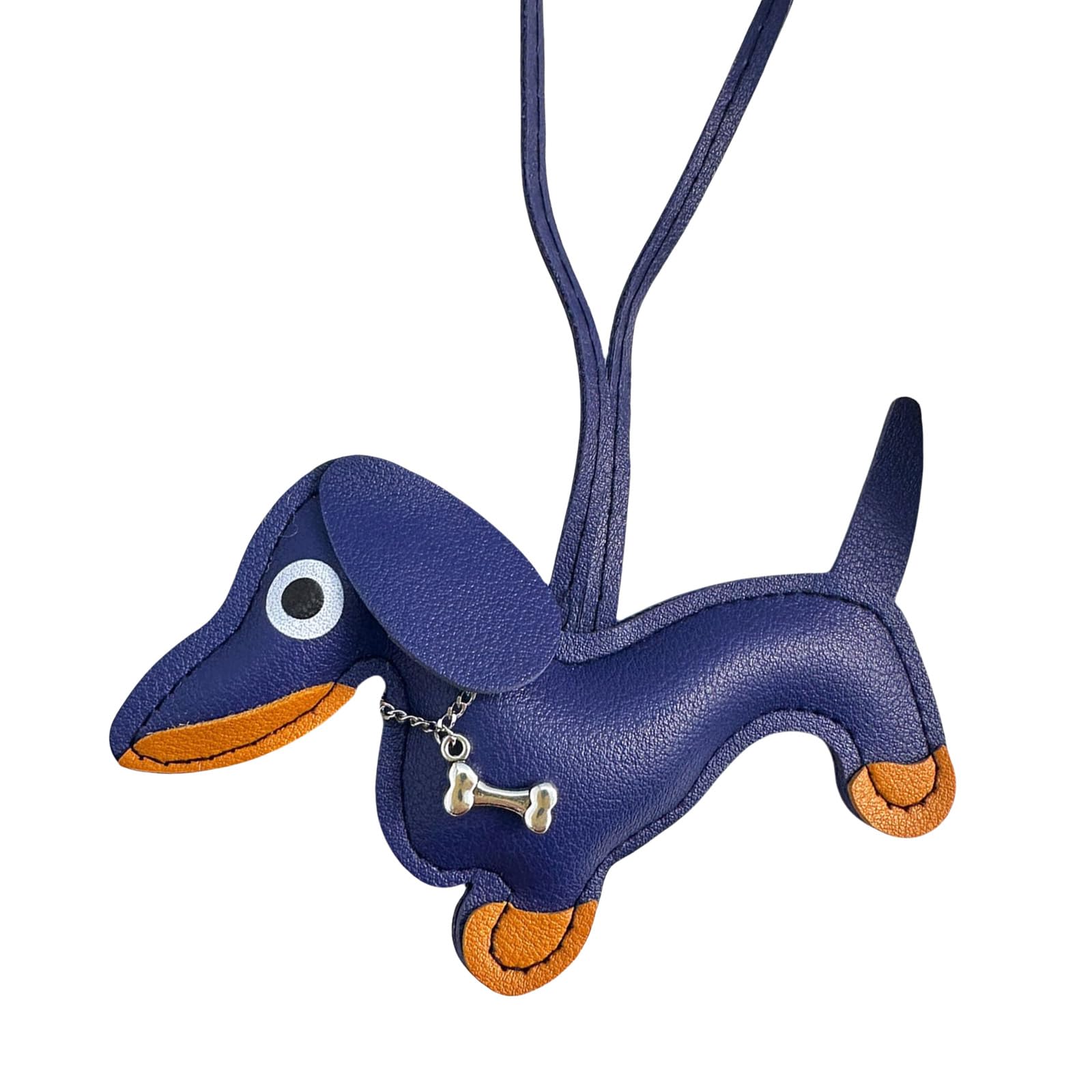 jojnsha Stylish Dachshund Keychain Charm Sturdy PU Leather Keyrings Pendant Accessory For Bags And Keys Option Dachshund Keychain