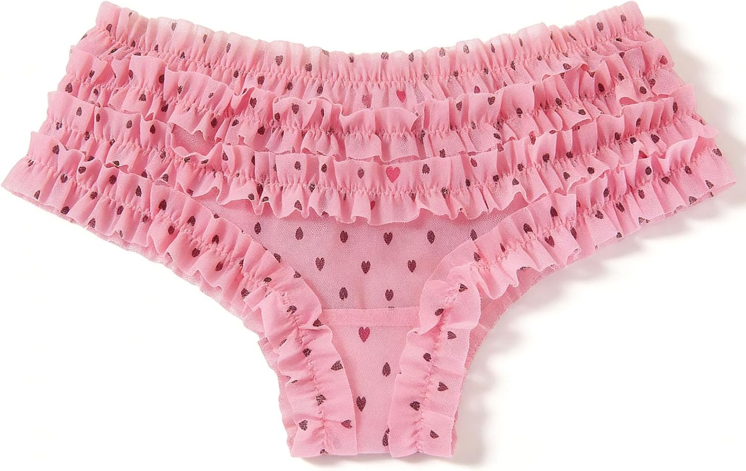 Women's Mesh Ruffle Lace Cheeky Boyshort Panty, Burlesque Retro Style, Booty Shorts