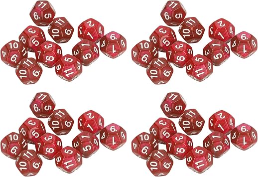 12 Sided Dice Dice for Teaching,40pcs Polyhedral Dice Clear Numbers Waterproof Prevent Oxidation 12 Sided Dice Set for Game Teaching Red