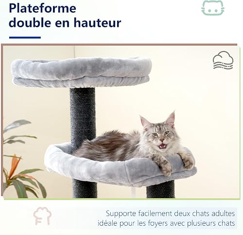 Hey-brother Arbre à Chat pour Maine Coon, poteaux en sisal (φ11 cm), MPJ01W - 7