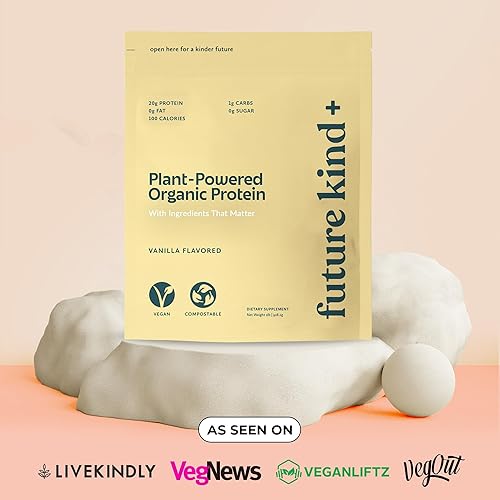 Miniatura 4 de Future Kind Proteína vegana en polvo, batido de proteínas a base de plantas para el crecimiento muscular y el control de peso, con polvo de proteína