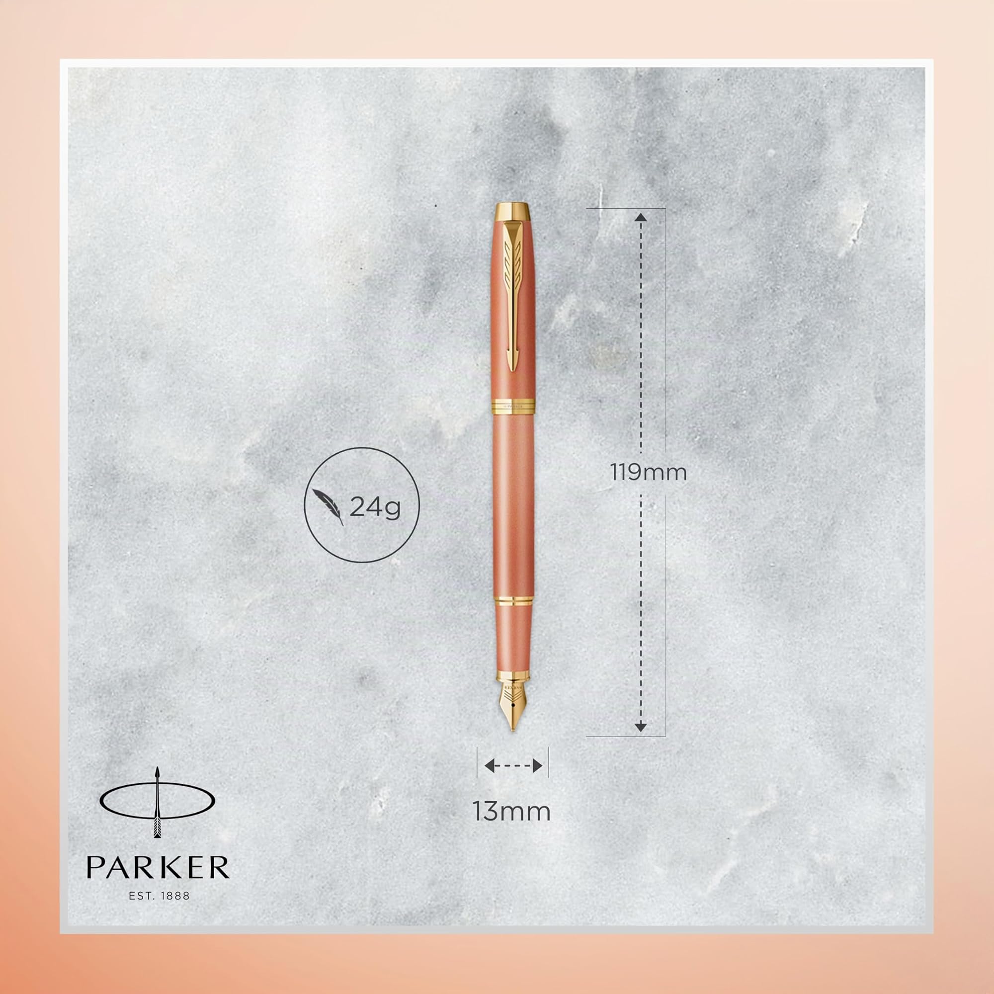 Parker IM Writing Rituals Penna stilografica | finitura arancione vivace con sfumatura e puntale dorato | punta fine | inchiostro blu | confezione regalo