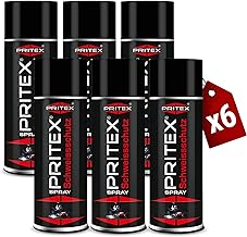 PRITEX – Schweißschutzspray 6 x 400 ml reinigt Schweißdüsen & verhindert das Anhaften von Schweißspritzern – silikonfreies Schweiß-Trennspray bietet lückenlosen Schutz beim Schweißen – Schweißspray