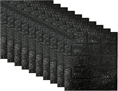 10 calcomanías de espuma 3D para despegar y pegar, 14 pies cuadrados, autoadhesivas, azulejos decorativos de ladrillo de piedra sintética para