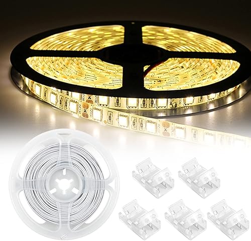 Miniatura 9 de RGBZONE Kit de conector de tira LED de 2 pines, 5 conectores de tira a cable de 0.315 in y cable de extensión de 32.8 ft para tiras de luces LED de