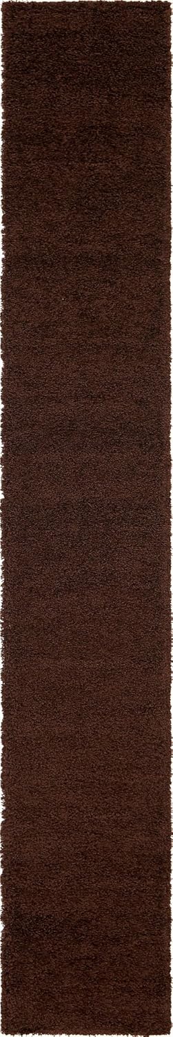 Unique Loom Solid Shag Collection Area Rug (2' 6" x 16' 5" Runner, Chocolate Brown)