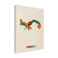Trademark Fine Art Panama Watercolor Map by Michael Tompsett 18X24-Inch