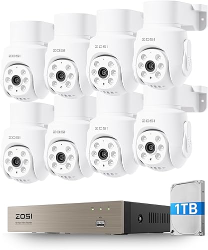 Miniatura 11 de ZOSI Sistema de cámara de seguridad con cable de 5 MP, 4 unidades de cámara panorámica/inclinable de 1080p con vista de 360° para interior/exterior
