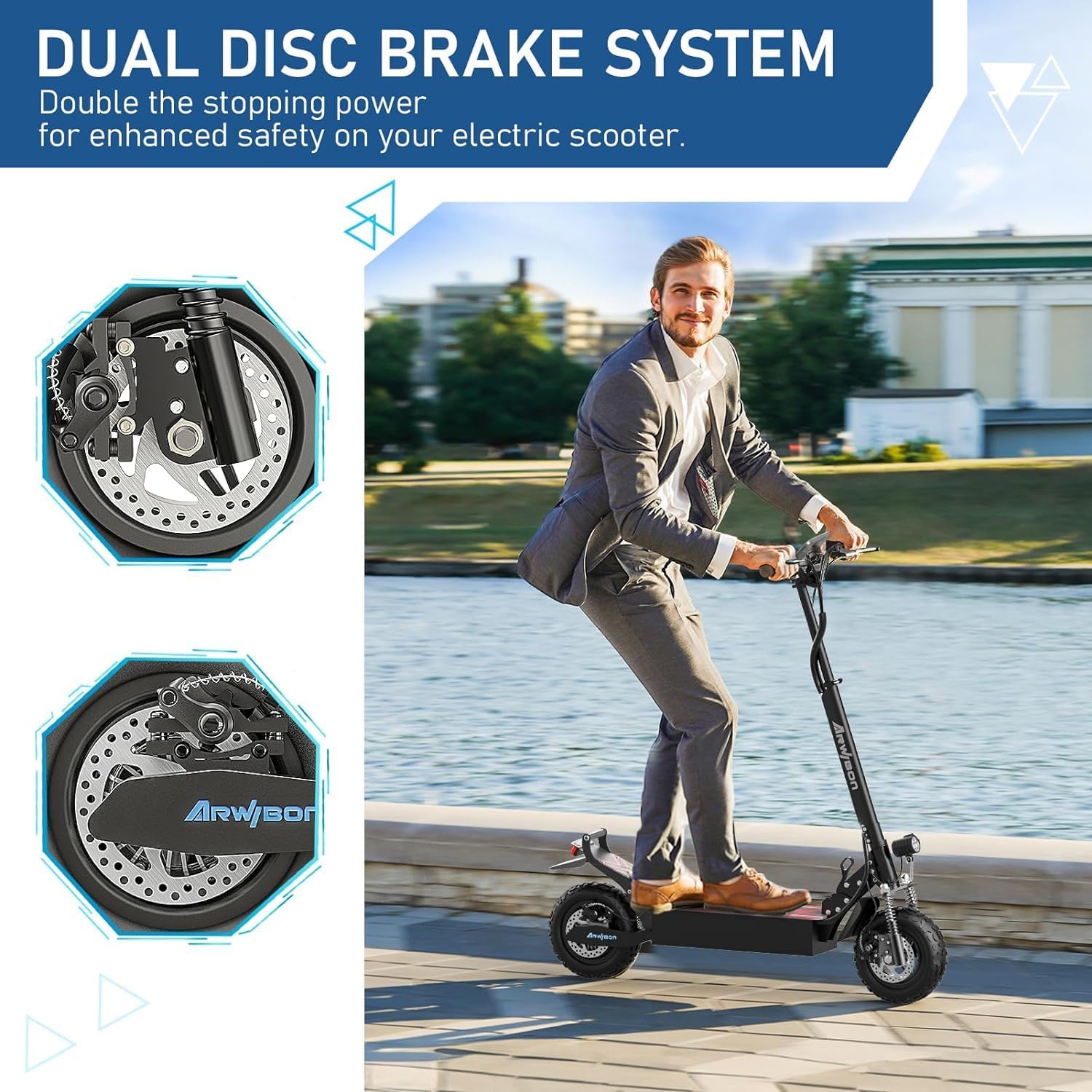 Arwibon Q30 Pro Electric Scooter folded in a car trunk