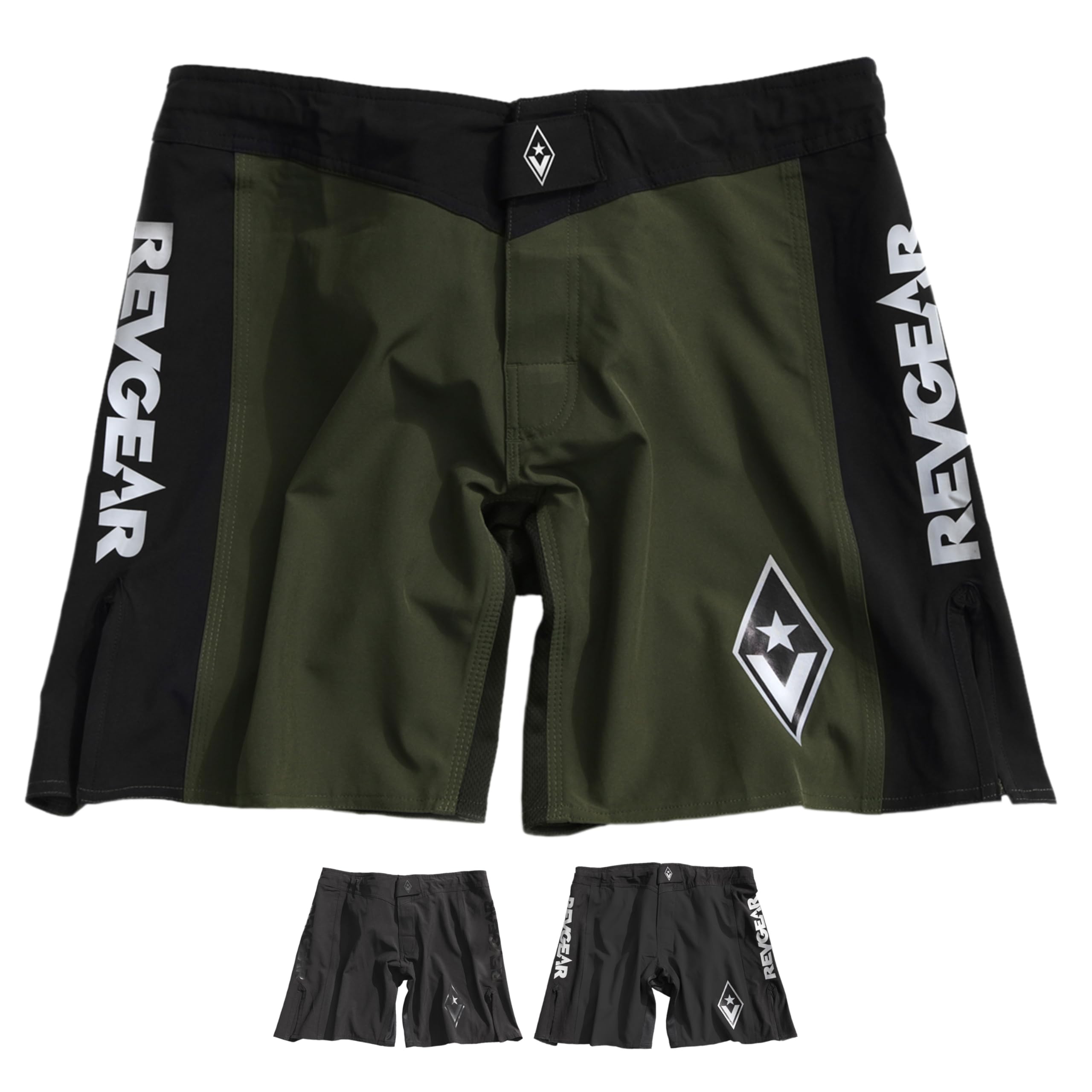 Revgear Stealth 1 Hybrid Shorts for Combat Sports Including MMA, Muay Thai, Boxing, Kickboxing, Krav MAGA and Jiu Jitsu (US, Alpha, X-Large, Regular, Regular, Green/Black)