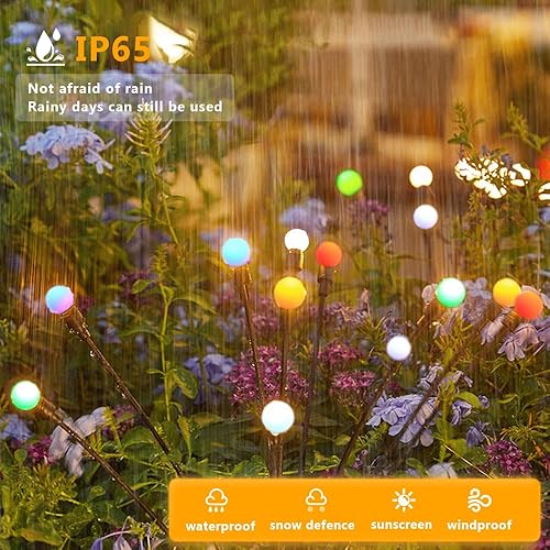 Miniatura 2 de Paquete de 4 luces solares de jardín de luciérnaga, 10 LED mejoradas, balanceo, camino y decoraciones de patio (paquete de 4 lámparas de luciérnaga