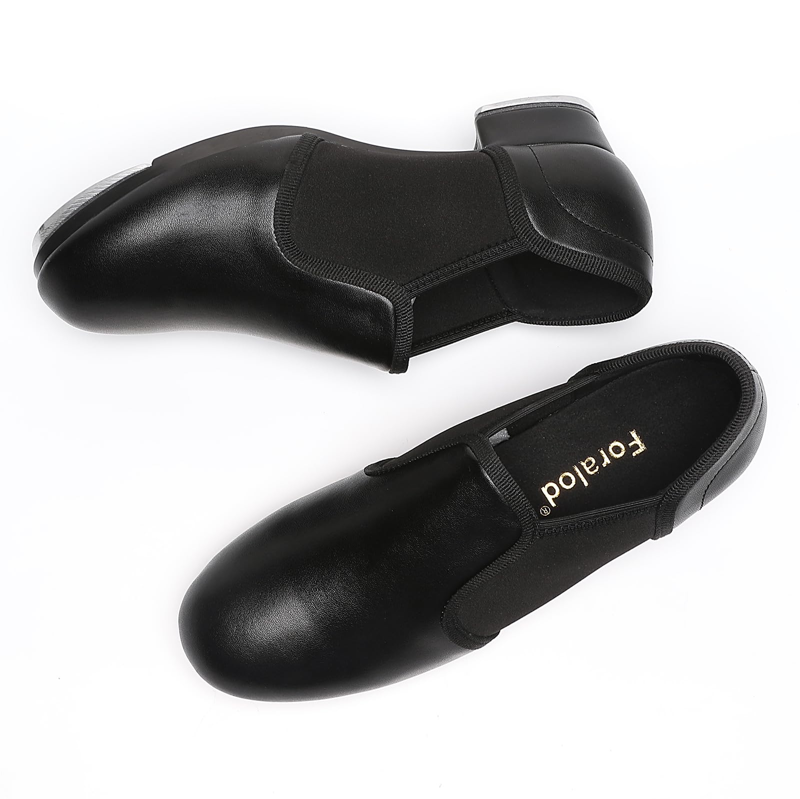 foralod Dance Tap Shoes for Girls Boys Non-Slip Leather Jazz Half Soles Dance Shoes for Girls Boys Unisex-Child,Black 3 Big Kid