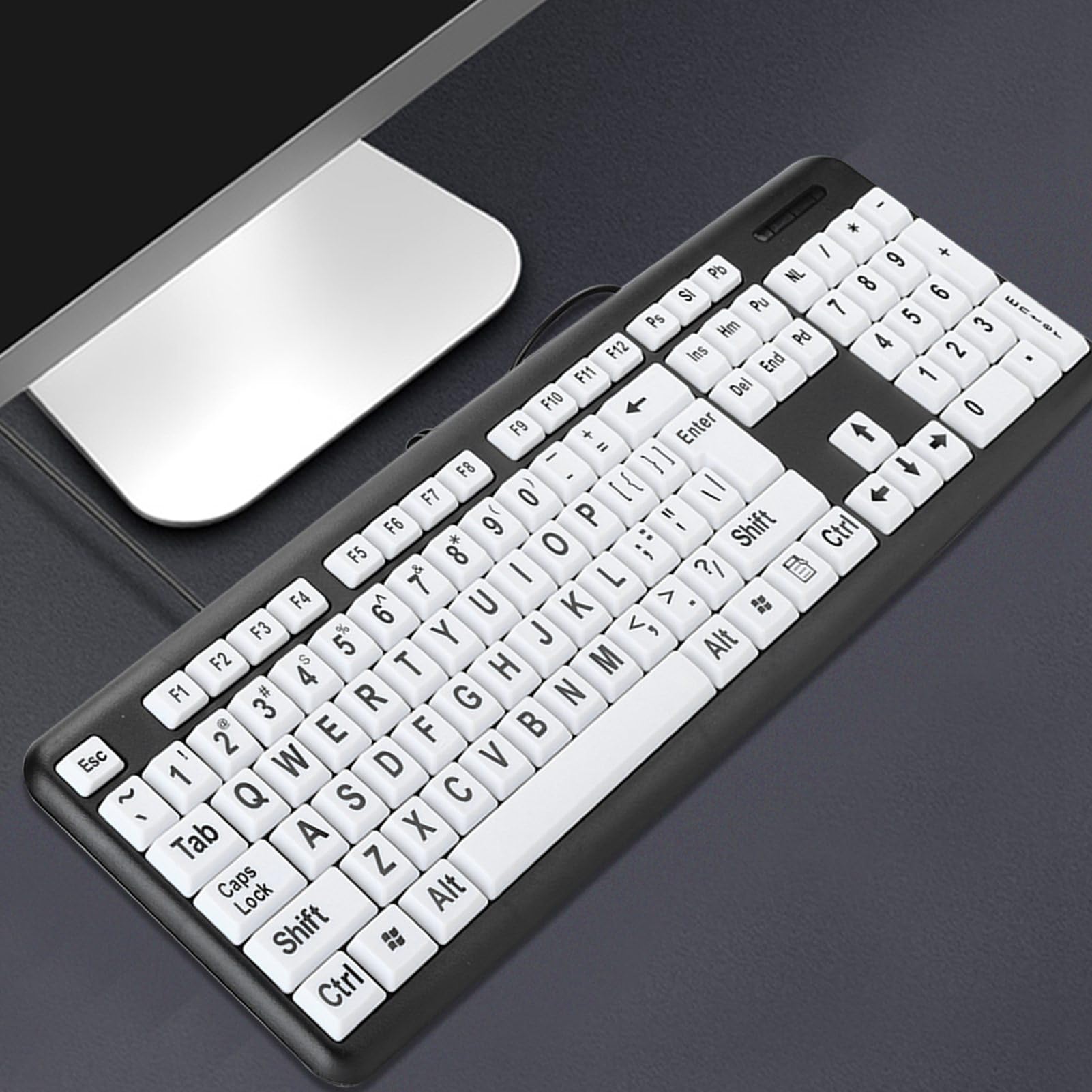 Tastiera per Ipovedenti, con Tasti a Stampa Grande, Periferiche per Computer, Tastiera Cablata, Accessori per Computer, per Ufficio, Casa, (#1)