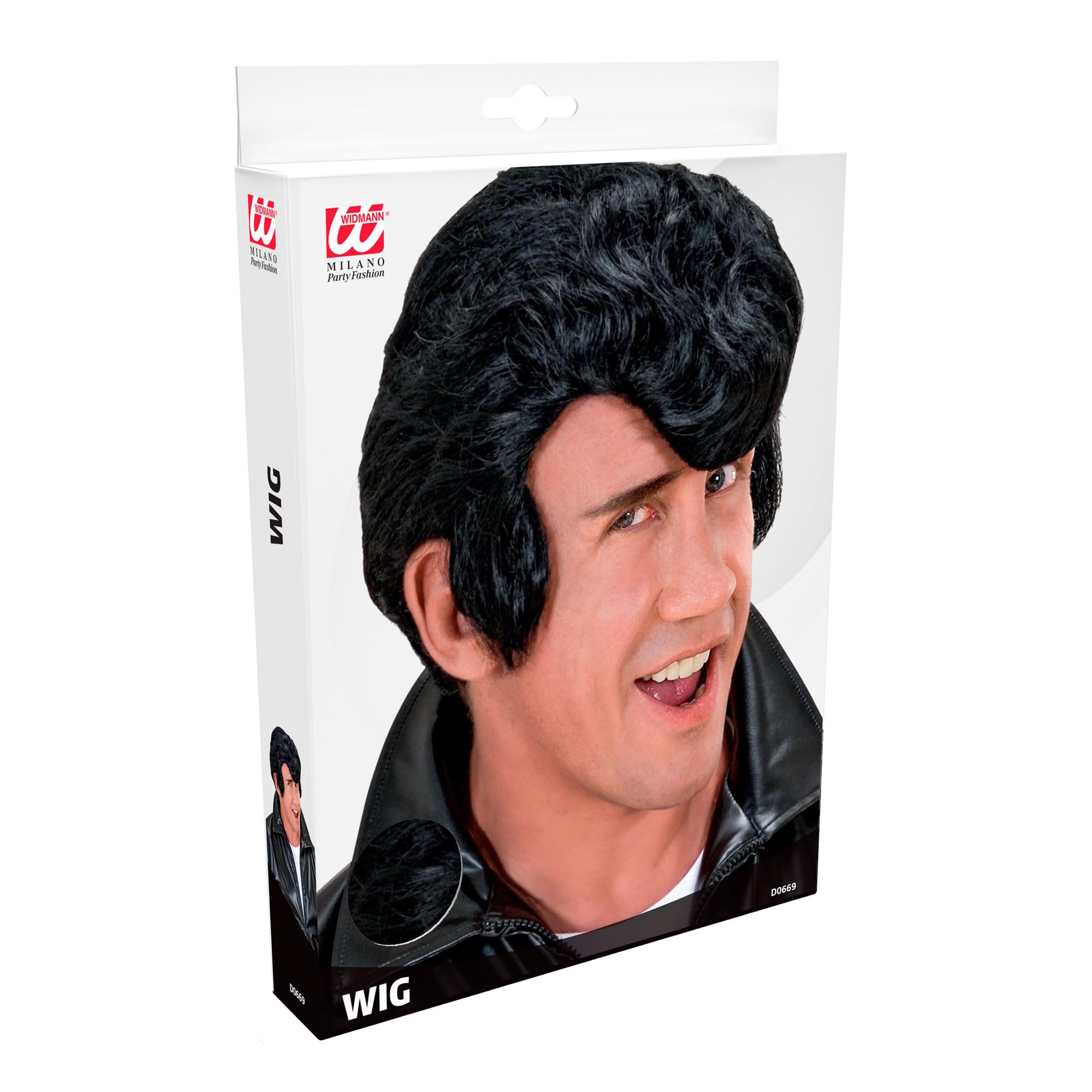 Perruque Rock'n'Roll Elvis Presley Noire – Look Années 50 Avec Banane Et Pattes, Idéale Pour Carnaval, Fête Thème Ou Déguisement Fun
