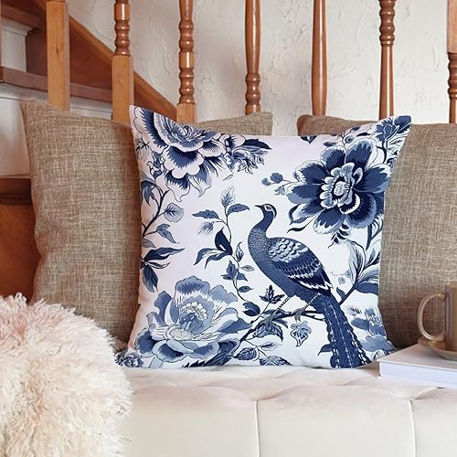 Vista 37 de ArogGeld Funda de cojín de chinoiserie japonesa chinoiserie asiática, fundas de almohada de pagoda azul asiática, funda de almohada oriental de A-1