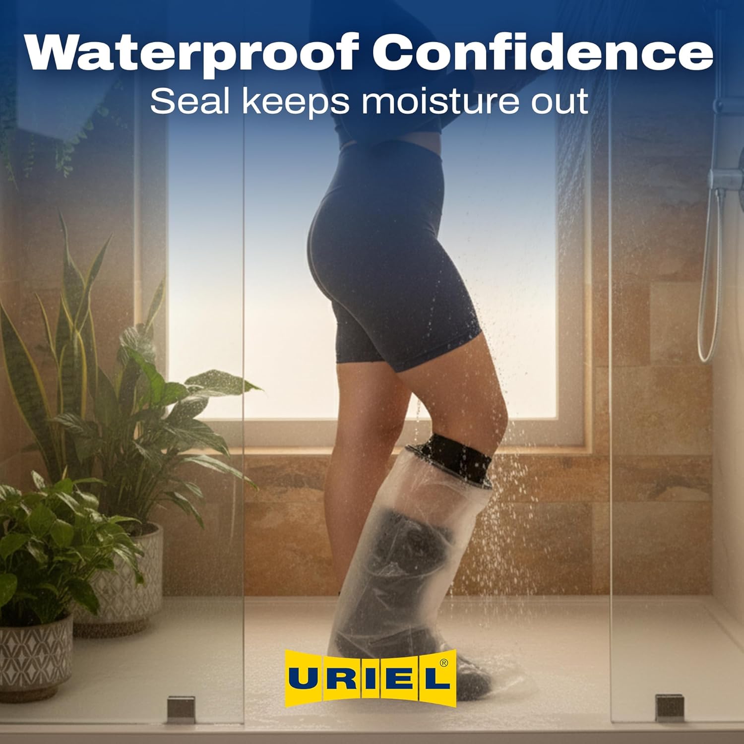 URIEL Cast Covers for Shower Leg – Reusable Waterproof Cast Protector, Comfortable Shower Cover for Adult to Keep Foot, Ankle or Lower Leg Dressings Dry While Bathing
