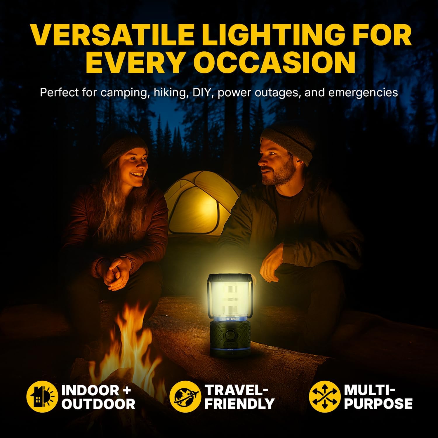 LUXPRO Rechargeable Dual-Power 1100 Lumen LED Lantern for Up to 150 Hours of Use - Camping Lantern with Built-in Power Bank - Dimmable LED Light with IPX4 Water-Resistant Rating (Camping Lantern) - Image 7