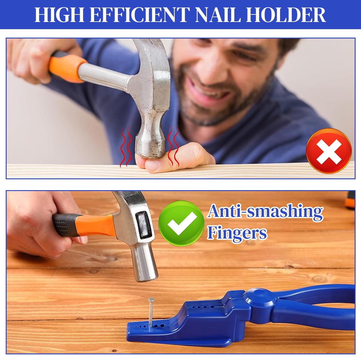 Serplex® 2Pcs Nail Holder for Hammering Plastic Multi Nail Holder Plier Finger Guard Nail Holder Universal Nail Holder for Multi Sized Nails - Image 4 thumbnail